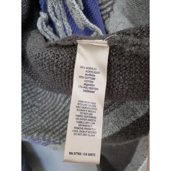 NEW Western Sweater Poncho Cardigan Fringe‎ Blue Gray Raffaella Women's 2X Plus - Picture 5 of 6